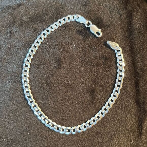 925 Italian Sterling Silver Cuban Link Bracelet 7.5” - Picture 1 of 9
